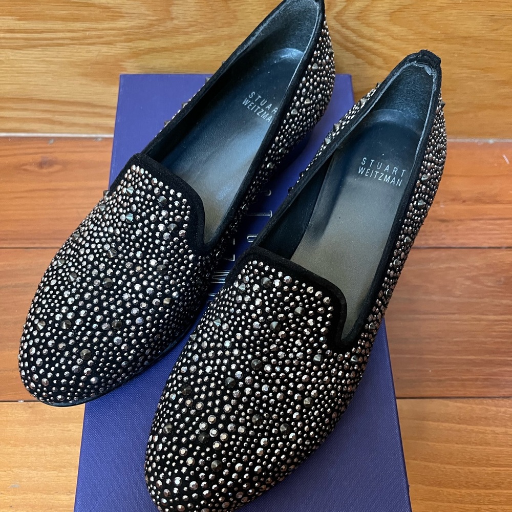 Stuart Weitzman Slipbeads Black Flats